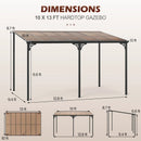 Wall-Mounted Patio Gazebo Large Outdoor Hardtop Pergola with Sloped Polycarbonate Roof-Black by LJGDeals