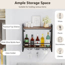 Wall Mounted Wine Rack with 2-Tier Shelves and 3 Glass Holders by LJGDeals