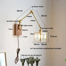 GobekUsa Cube Glass LED Wall Sconce Walnut Wood 2 Arms Rotatable Mirror Light
