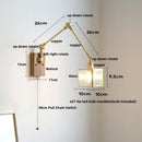 GobekUsa Cube Glass LED Wall Sconce Walnut Wood Rotatable Mirror Light