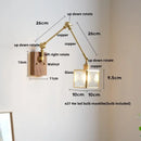 GobekUsa Cube Glass LED Wall Sconce Walnut Wood 2 Arms Rotatable Mirror Light