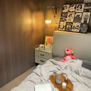 GobekUsa Cube Glass LED Wall Sconce Walnut Wood Rotatable Mirror Light