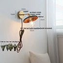 GobekUsa LED Walnut Wood Wall Sconce with Pull Chain Switch