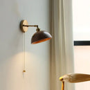 GobekUsa LED Walnut Wood Wall Sconce with Pull Chain Switch