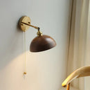 GobekUsa LED Walnut Wood Wall Sconce with Pull Chain Switch