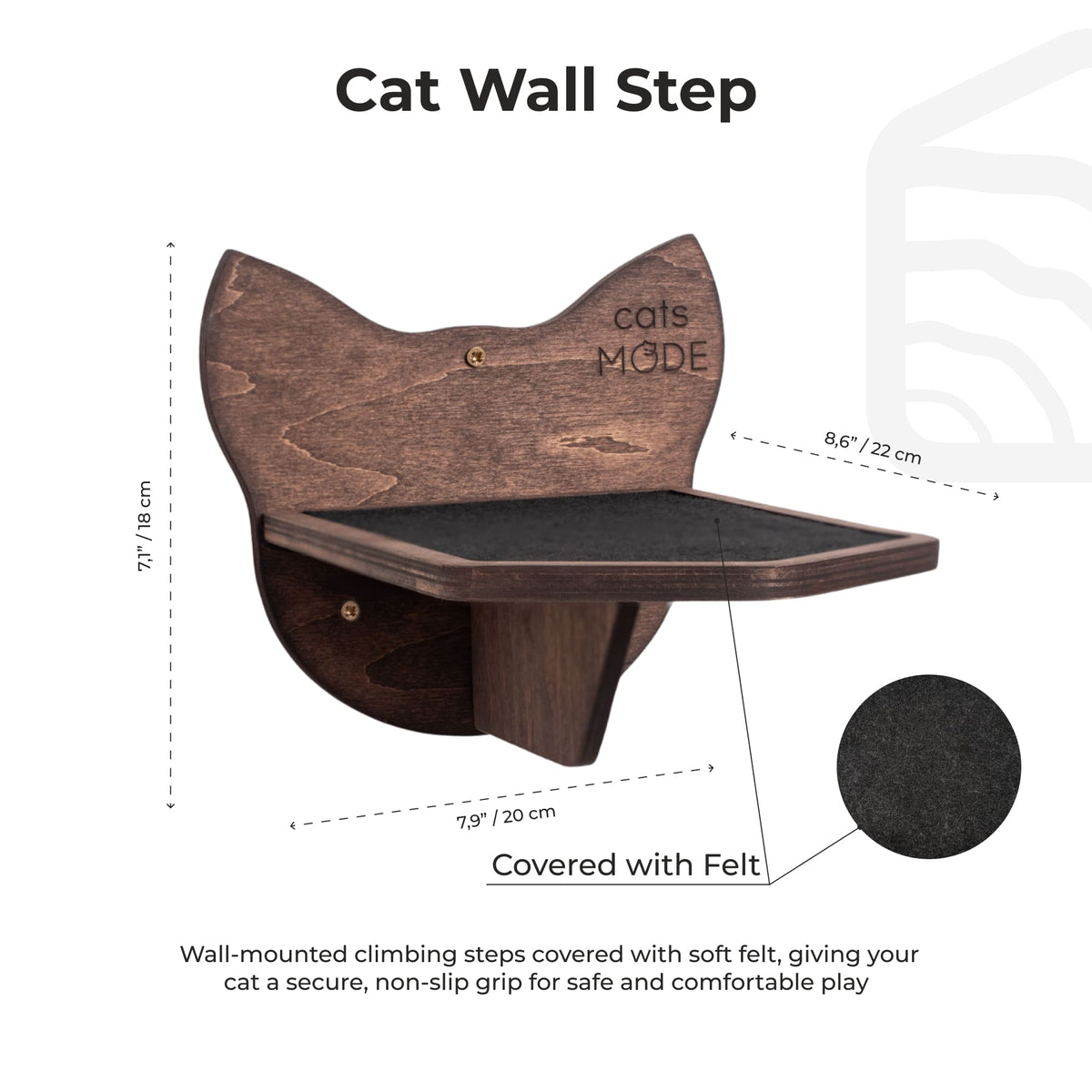 Wooden Cat Step – Dark Walnut, photo 4 of 4