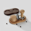 Walnut & oak wooden tamping station kitchen espresso tamper base by Decorbites