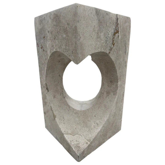 Walnut Travertine Designer Pedestal Stand-Alone Hearth Shape Sink (W)18" (L)18" (H)33"