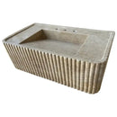 Beige Wall Mount Travertine Bathroom Sink 32 Inches By 16