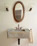 Beige Wall Mount Travertine Bathroom Sink 32 Inches By 16