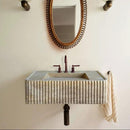 Beige Wall Mount Travertine Bathroom Sink 32 Inches By 16