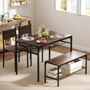 Industrial Style Rectangular Kitchen Table with Bench and Chairs by LJGDeals