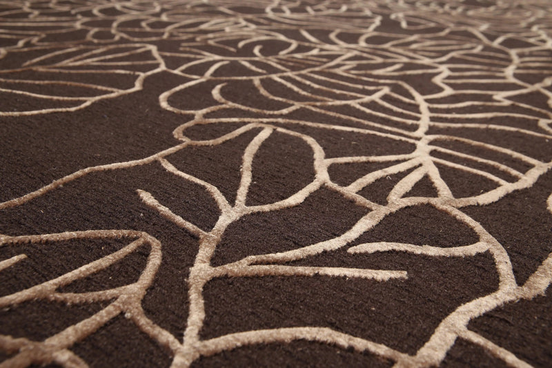 8'x10' Hand Knotted 200 KPSI extra dense pile Tibetan Wool & Silk area rug Brown