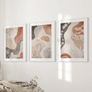 Neutral Terracotta 3 Piece Wall Art. Boho Abstract Prints by Wall Art Set