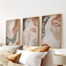 Neutral Terracotta 3 Piece Wall Art. Boho Abstract Prints by Wall Art Set