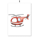 Watercolor emergency vehicle canvas print set nursery wall decor by Decorbites