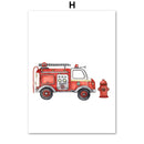 Watercolor emergency vehicle canvas print set nursery wall decor by Decorbites