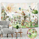 Watercolor fantasy castle printed mandala wall hanging bedroom decor by Decorbites