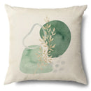 Watercolor green leaves decorative pillow case set living room cotton by Decorbites