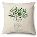 Watercolor green leaves decorative pillow case set living room cotton by Decorbites