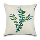Watercolor green leaves decorative pillow case set living room cotton by Decorbites