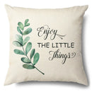 Watercolor green leaves decorative pillow case set living room cotton by Decorbites