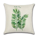 Watercolor green leaves decorative pillow case set living room cotton by Decorbites