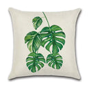 Watercolor green leaves decorative pillow case set living room cotton by Decorbites