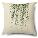 Watercolor green leaves decorative pillow case set living room cotton by Decorbites