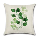 Watercolor green leaves decorative pillow case set living room cotton by Decorbites