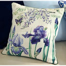 GobekUsa Iris Flowers Butterfly Purple Watercolor Pillow Case 45x45cm
