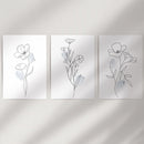 Black and White Botanical Prints. Modern Minimalist Line Art by Wall Art Set