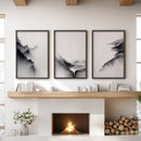 Black White Mountain Landscape Art Set of 3. Calming Nature by Wall Art Set
