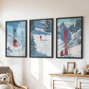 Snowy Mountain Wall Art Set: Skier, Red Skis, Snowy Trees by Wall Art Set