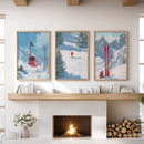 Snowy Mountain Wall Art Set: Skier, Red Skis, Snowy Trees by Wall Art Set