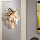 GobekUsa Wave Sconce Light - Gold Wall Mount with Flower Crystal/Shell Accent
