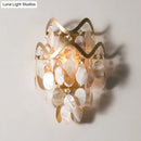 GobekUsa Wave Sconce Light - Gold Wall Mount with Flower Crystal/Shell Accent