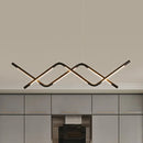 GobekUsa Waved LED Island Dining Room Light in Minimalist Acrylic Design - Black