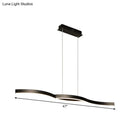GobekUsa Waves Island Lamp: Contemporary Aluminum LED Pendant Lighting - 39"/47" L - Black Fixture for Dining Room