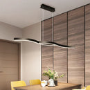 GobekUsa Waves Island Lamp: Contemporary Aluminum LED Pendant Lighting - 39"/47" L - Black Fixture for Dining Room