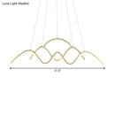 GobekUsa Wavy Island Lighting: Modernist Metallic Gold Ceiling Hang Fixture with Warm/White Light