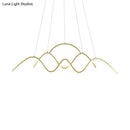 GobekUsa Wavy Island Lighting: Modernist Metallic Gold Ceiling Hang Fixture with Warm/White Light