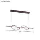 GobekUsa Wavy Linear Island Light Acrylic LED Pendant in Brown with Adjustable Color: Warm, White, Natural