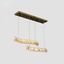 GobekUsa Wavy Prismatic Crystal LED Pendant Lamp for Restaurants in Brass Finish