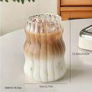 Wavy ribbed clear glass cup 500ml ins glass kitchen tumbler by Decorbites