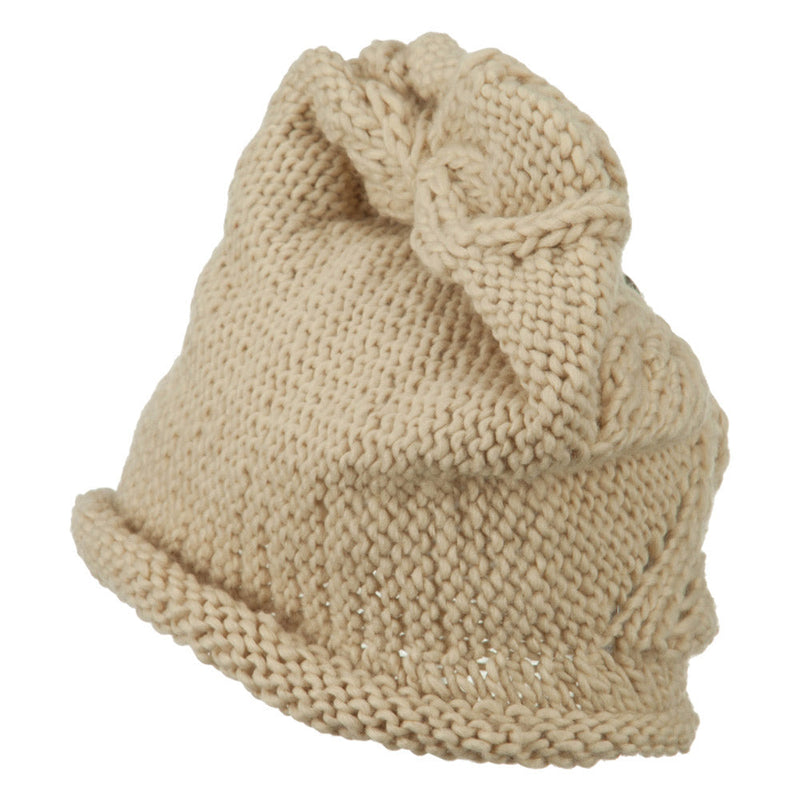 Women's Flower Accent Button Beanie