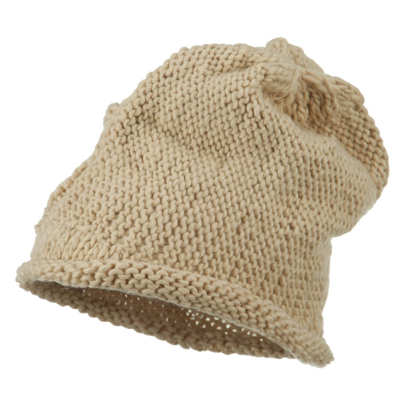 Women's Flower Accent Button Beanie