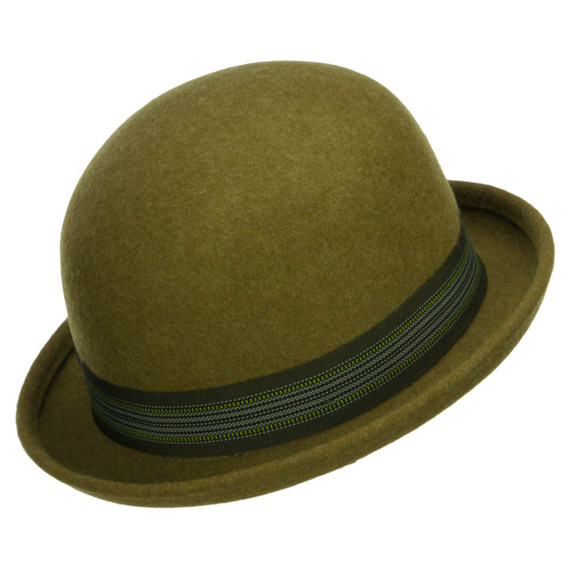 Women's Striped Band Wool Bowler