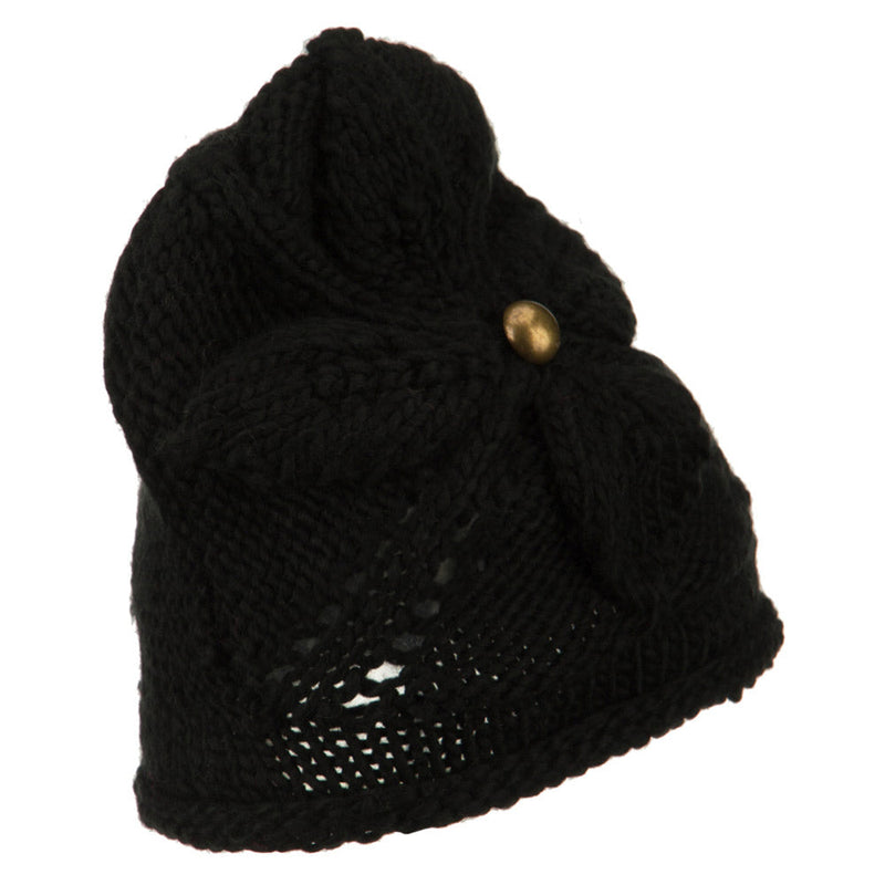 Women's Flower Accent Button Beanie