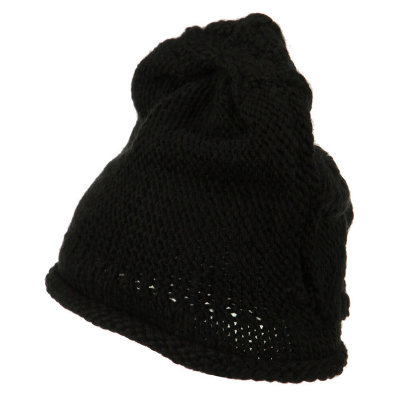 Women's Flower Accent Button Beanie